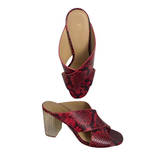 MICHAEL KORS Porter Mules Snakeskin Red Gold SIZE 36 - New