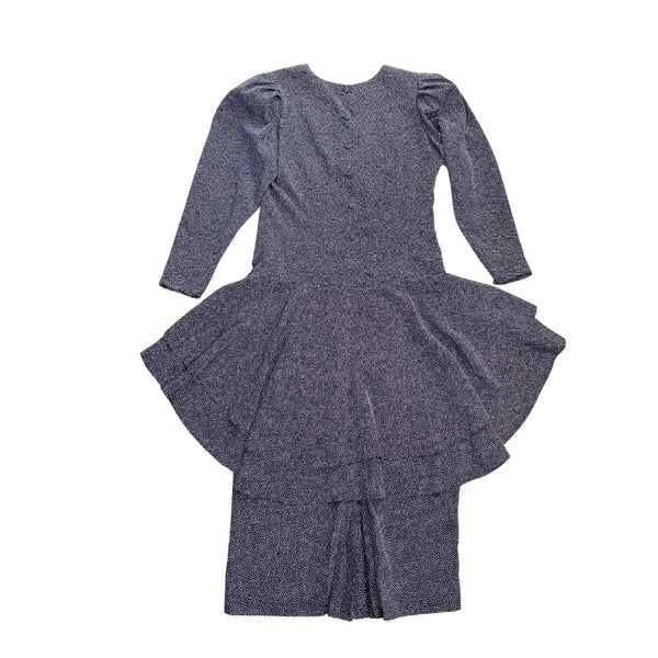 Vintage Peplum Dress 80s Navy SIZE 12