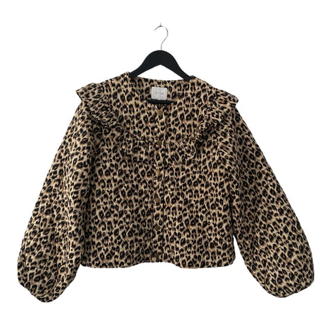Quilted Jacket Leopard Print Brown SIZE 12