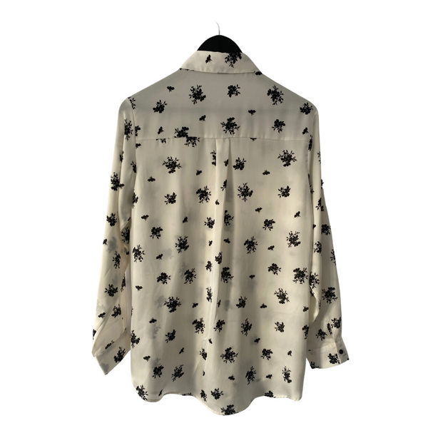 Zara Floral Print Shirt Cream SIZE S