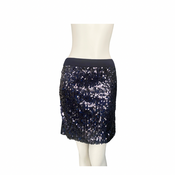 Sequins Fine Knit Fitted Skirt Navy SIZE M