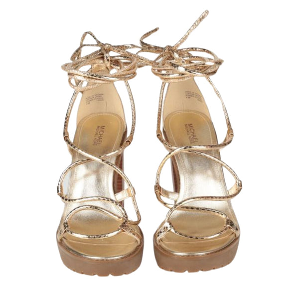 MICHAEL KORS Vero Lug Platform Sandals Gold - New