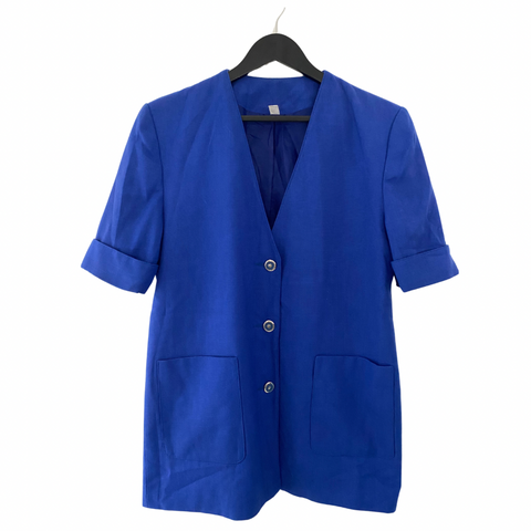 VINTAGE Shirt Sleeve Blazer Blue SIZE 14