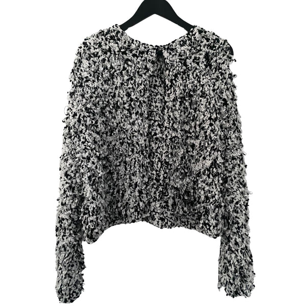 River Island Fluffy Cardigan Black White SIZE L