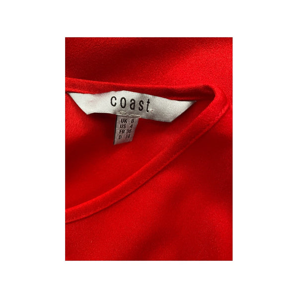 Coast Ruched Tie Sleeve Top Red SIZE 8 - Preloved