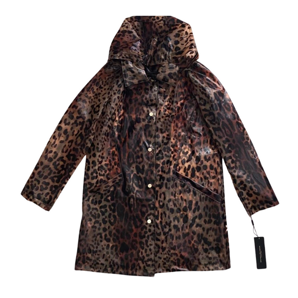 DONNA KARAN NEW YORK Leopard Print Raincoat SIZE L - New