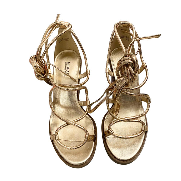 MICHAEL KORS Vero Lug Platform Sandals Gold - New