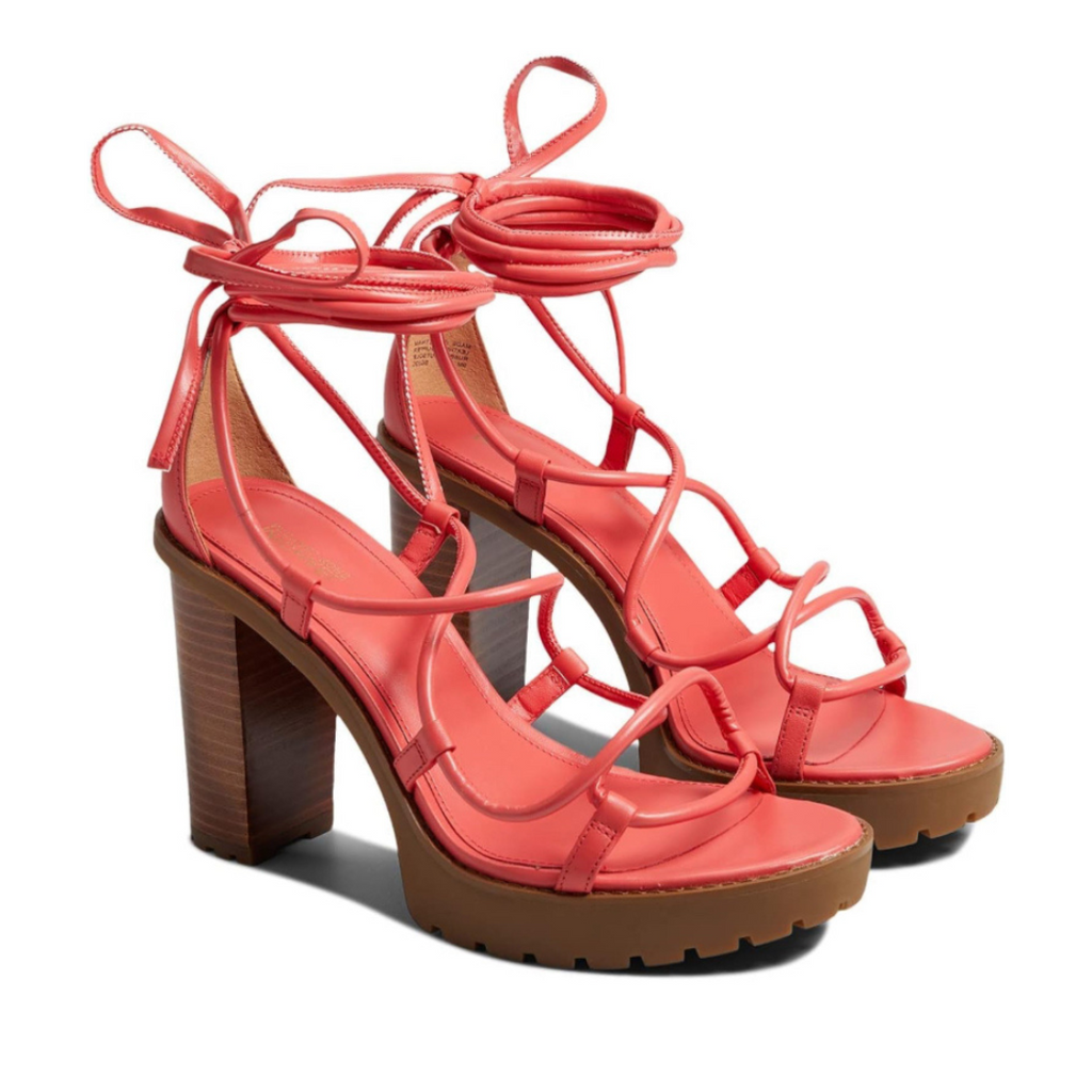 MICHAEL KORS Vero Lug Platform Sandals Coral - New