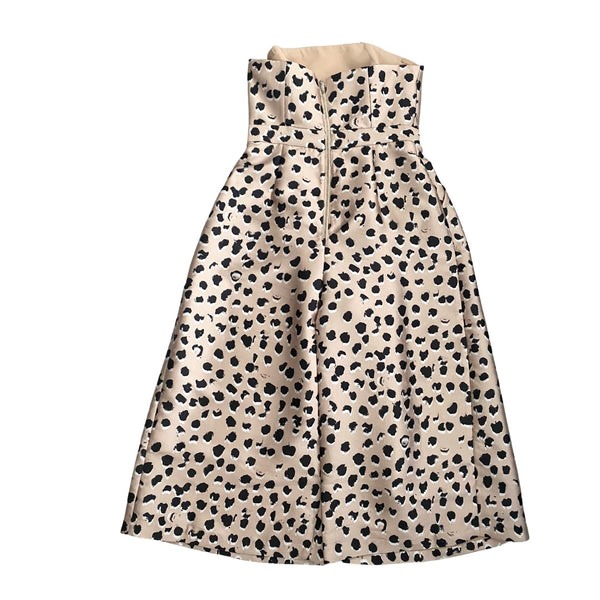 C/MEO COLLECTIVE Leopard Print Strapless Wide Leg Jumpsuit Gold SIZE L - New