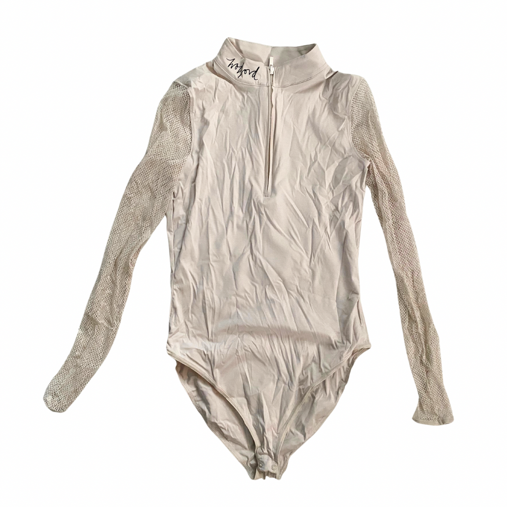 Wolford Contrast Mesh Bodysuit Cream SIZE XS - New