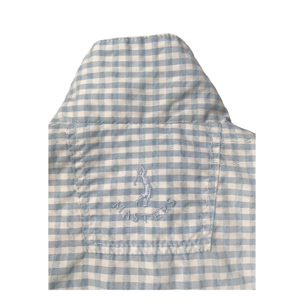 Gingham Sleeveless Golf Zip Up Light Blue SIZE 12 - Preloved