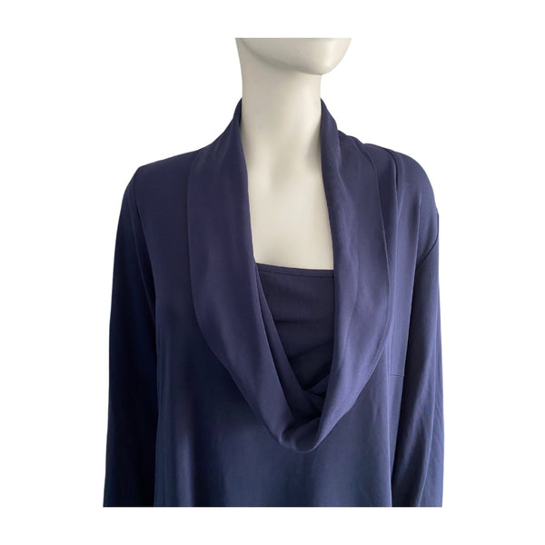 Cowl Neck Tunic Navy SIZE 20 - Preloved