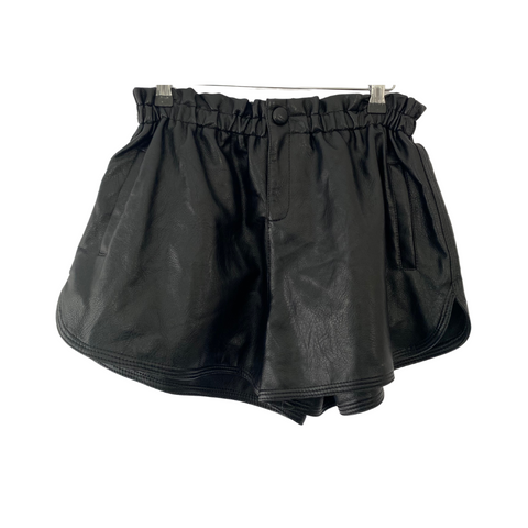 Faux Leather Athletic Shorts Black - New