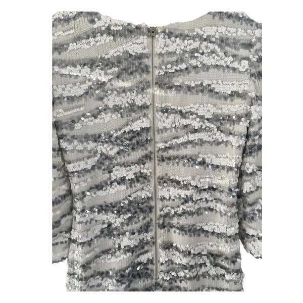 French Connection Sequins Short Dress White Silver SIZE 12 - New