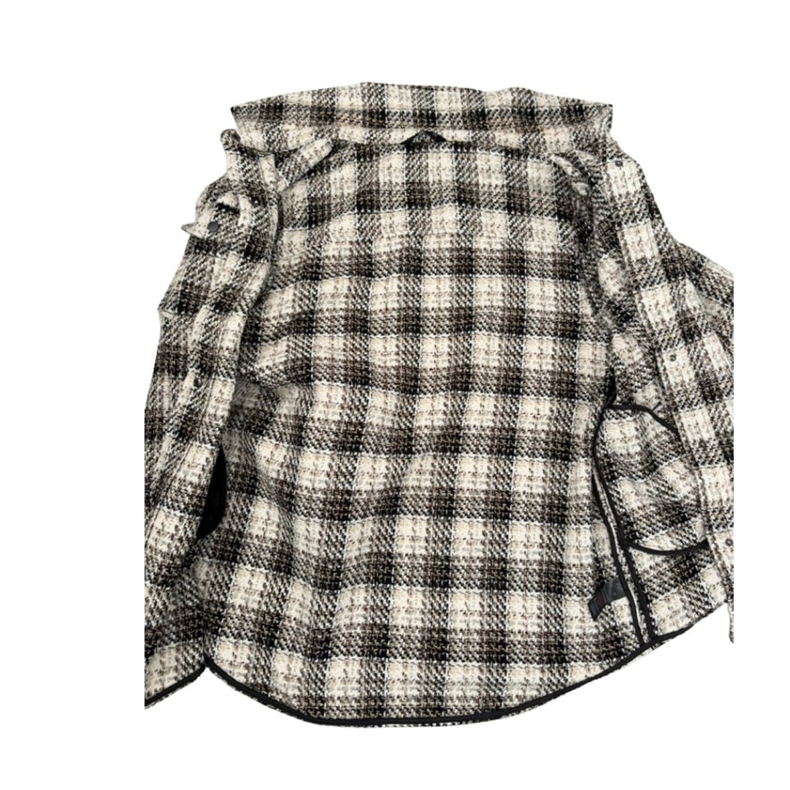 Plaid shirt with a tie front on a white background