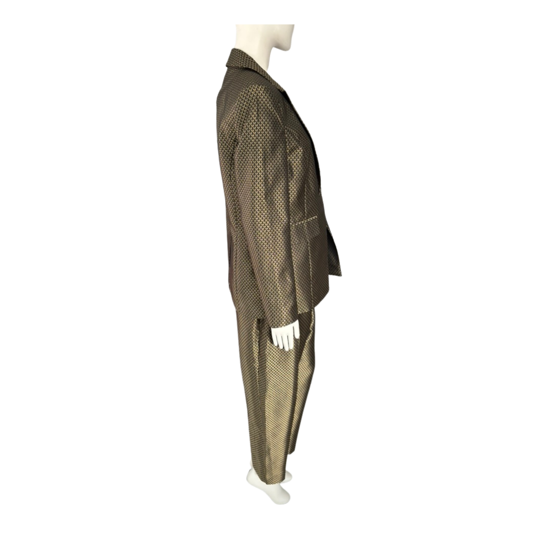 Mannequin wearing a brown textured jacket on a white background