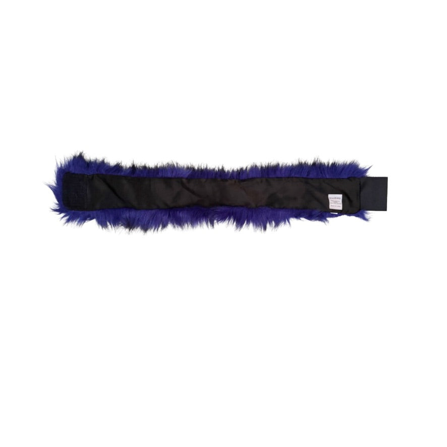 Black headband with blue fur on a white background