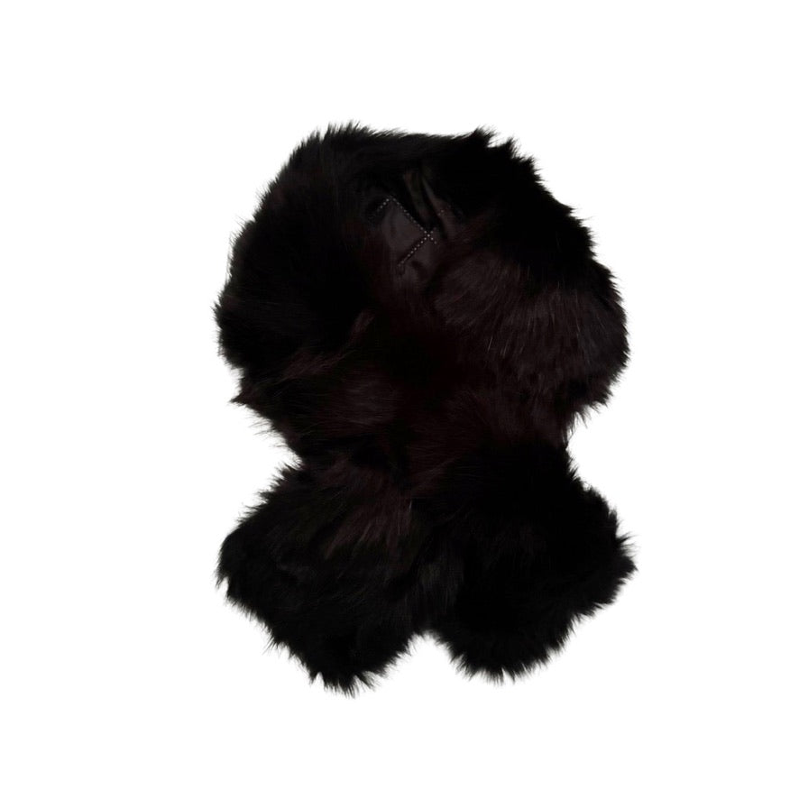 Black fur scarf on a white background