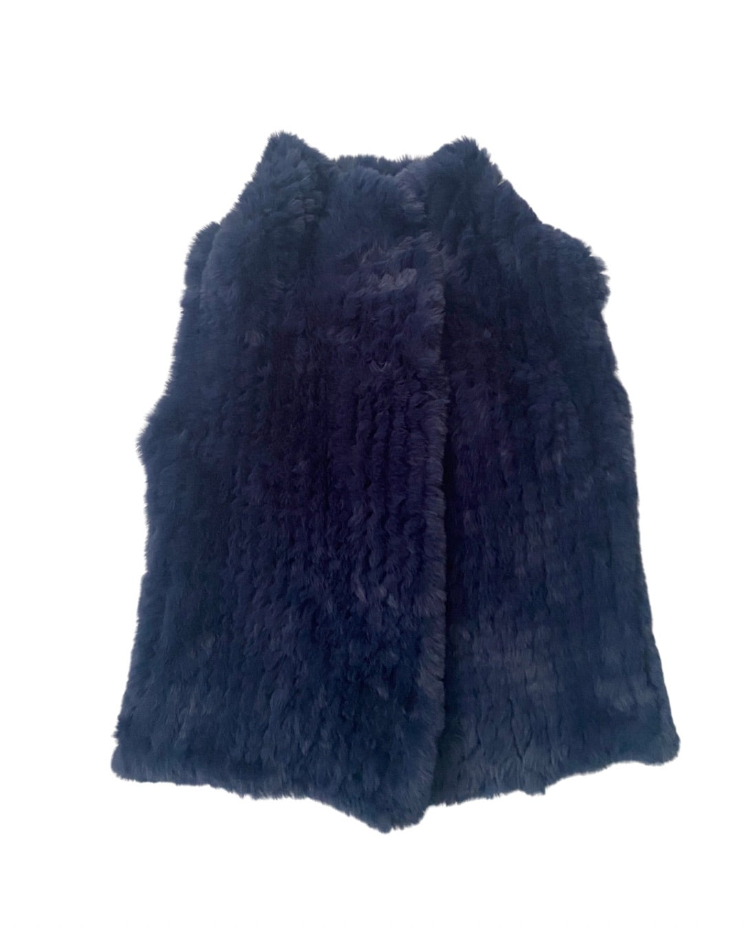 Navy blue fur vest on a white background