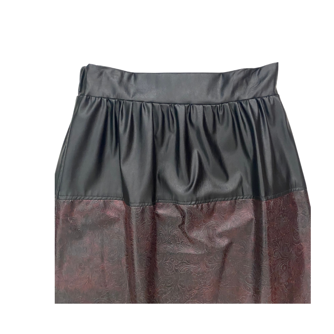 Black and burgundy skirt on a white background