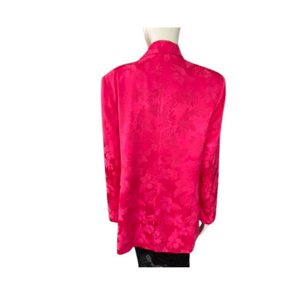Savida Floral Jacquard Double-Breasted Blazer Fuscia Pink SIZE XL – New