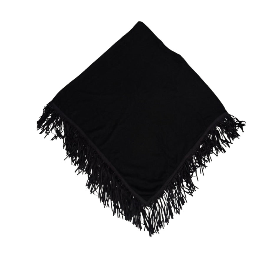 Black scarf with fringes on a white background