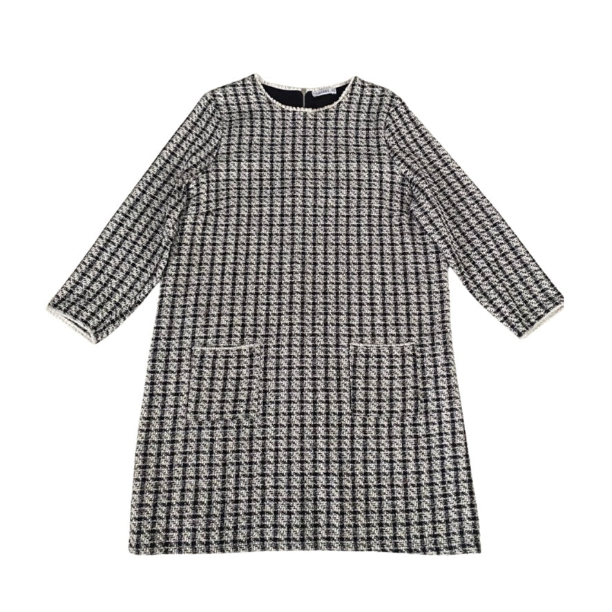 Black and white checkered dress on a white background