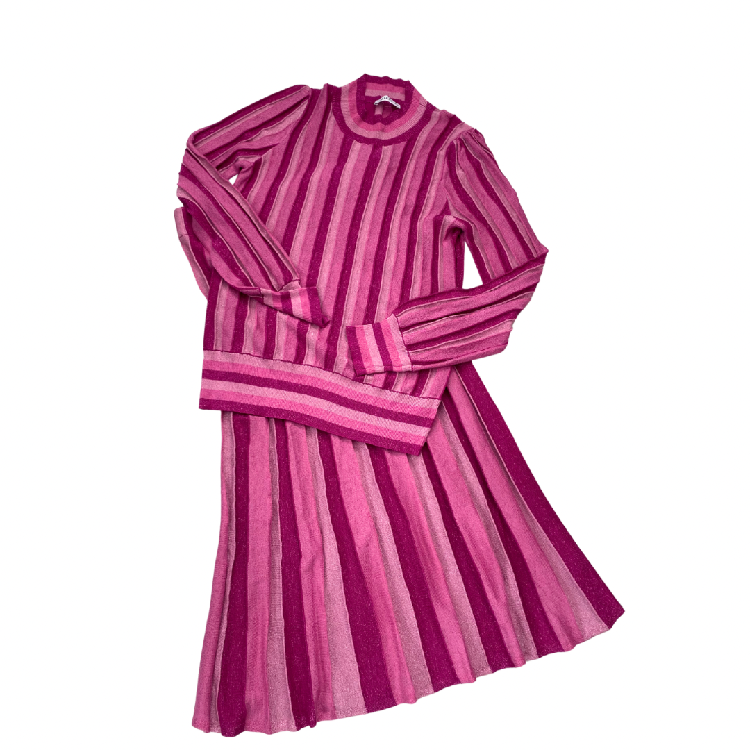 Pink striped dress on a white background