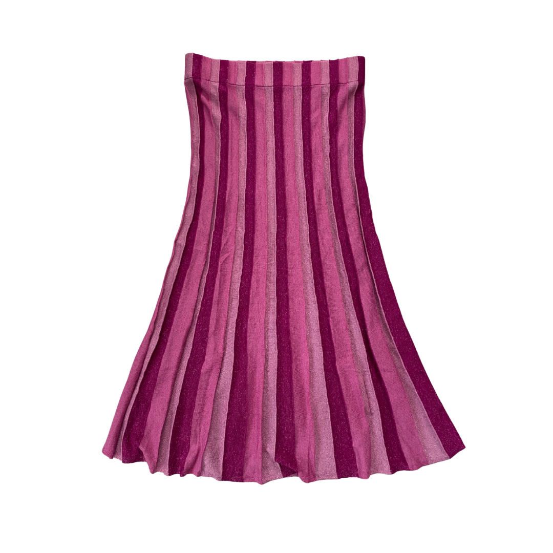 Pink and purple striped skirt on a white background