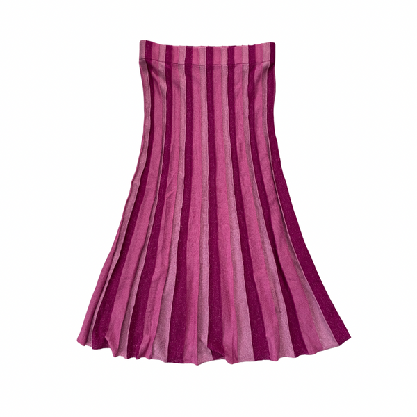 Pink and purple striped skirt on a white background