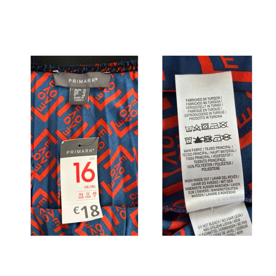 Packaged Primark skirt with price tag and label on a white background