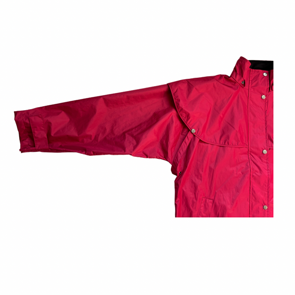 Red raincoat on a white background