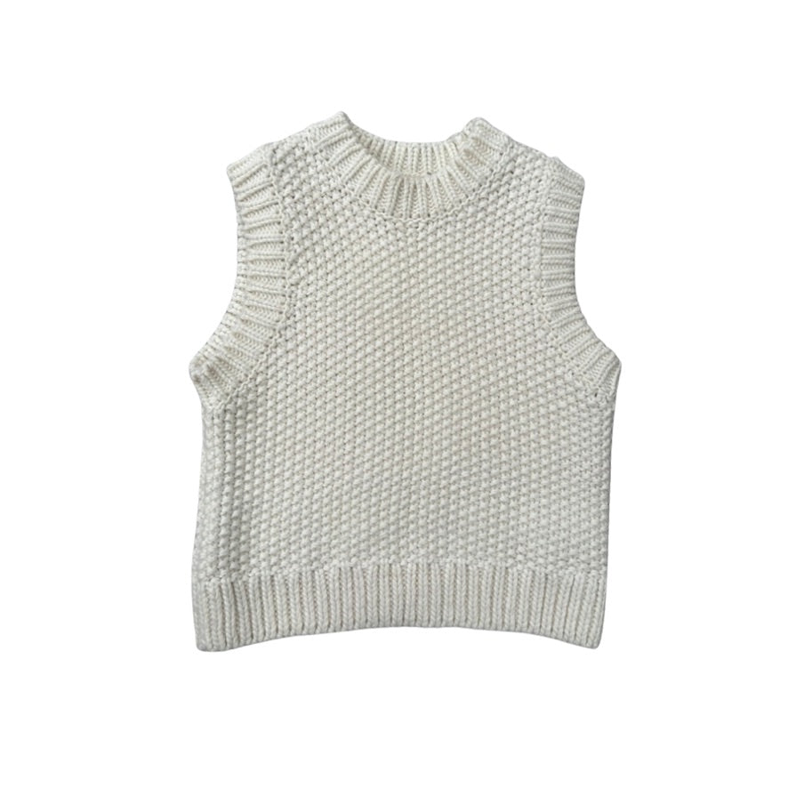 Cream knitted vest on a white background