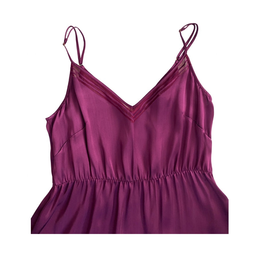 Magenta satin camisole on a white background