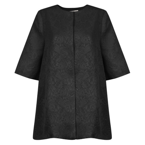 Brocade Floral Coat Black - New