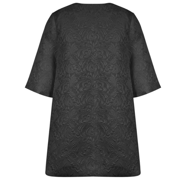 Brocade Floral Dress Coat Black