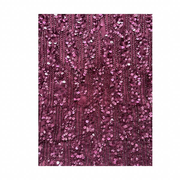 Plum sequin fabric texture on a white background