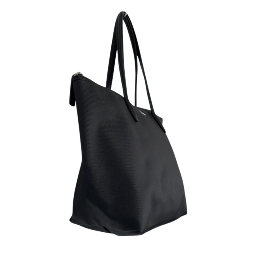 Black tote bag on a white background
