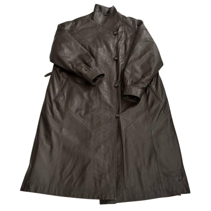 Brown leather coat on a white background