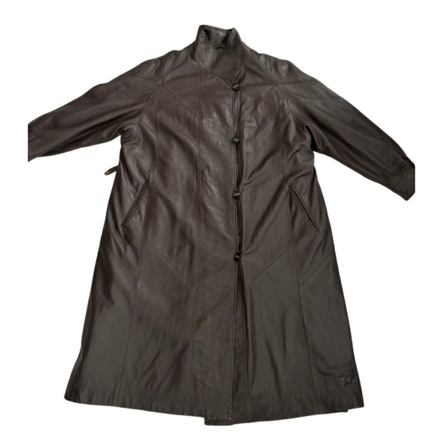 Brown leather coat on a white background