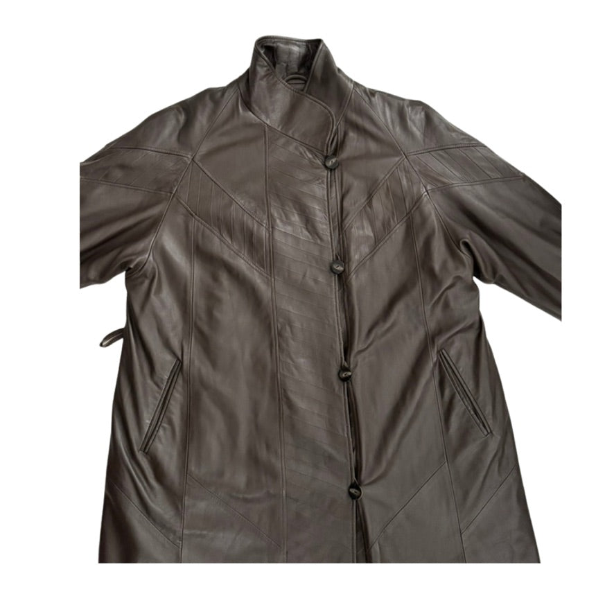 Brown leather coat on a white background
