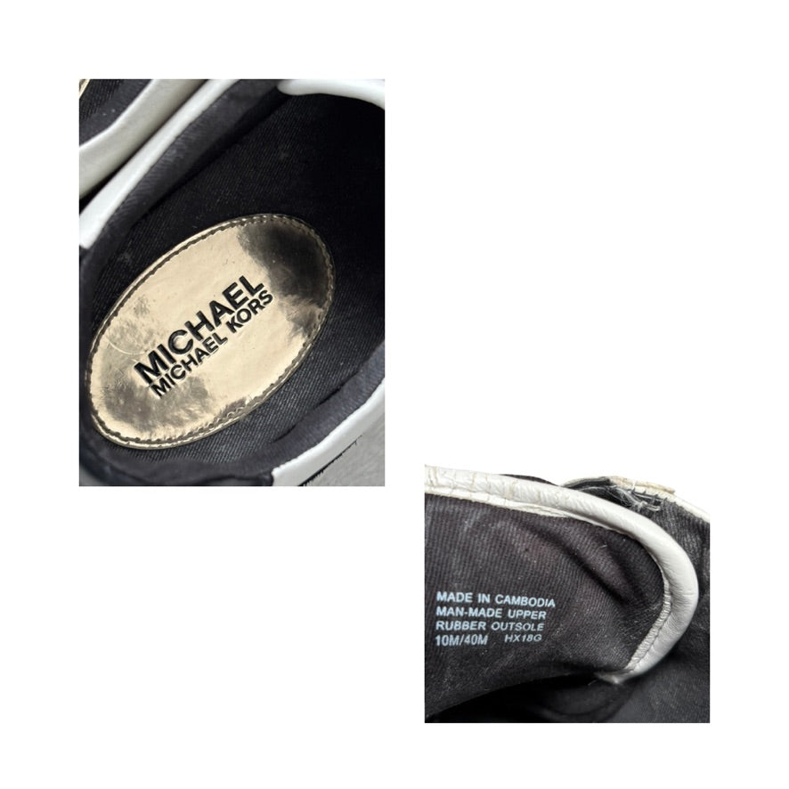 Close-up of Michael Kors shoe label and sole details.