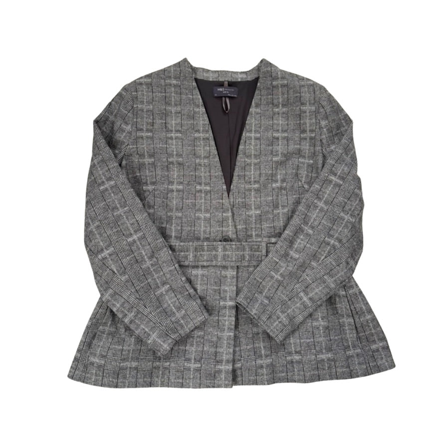 Gray checkered blazer on a white background