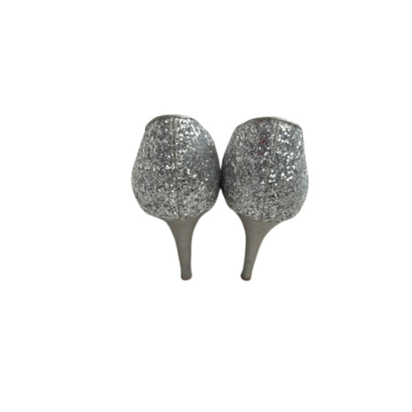 M&S Silver Glitter Stiletto  Heels Silver Size 41- Preloved