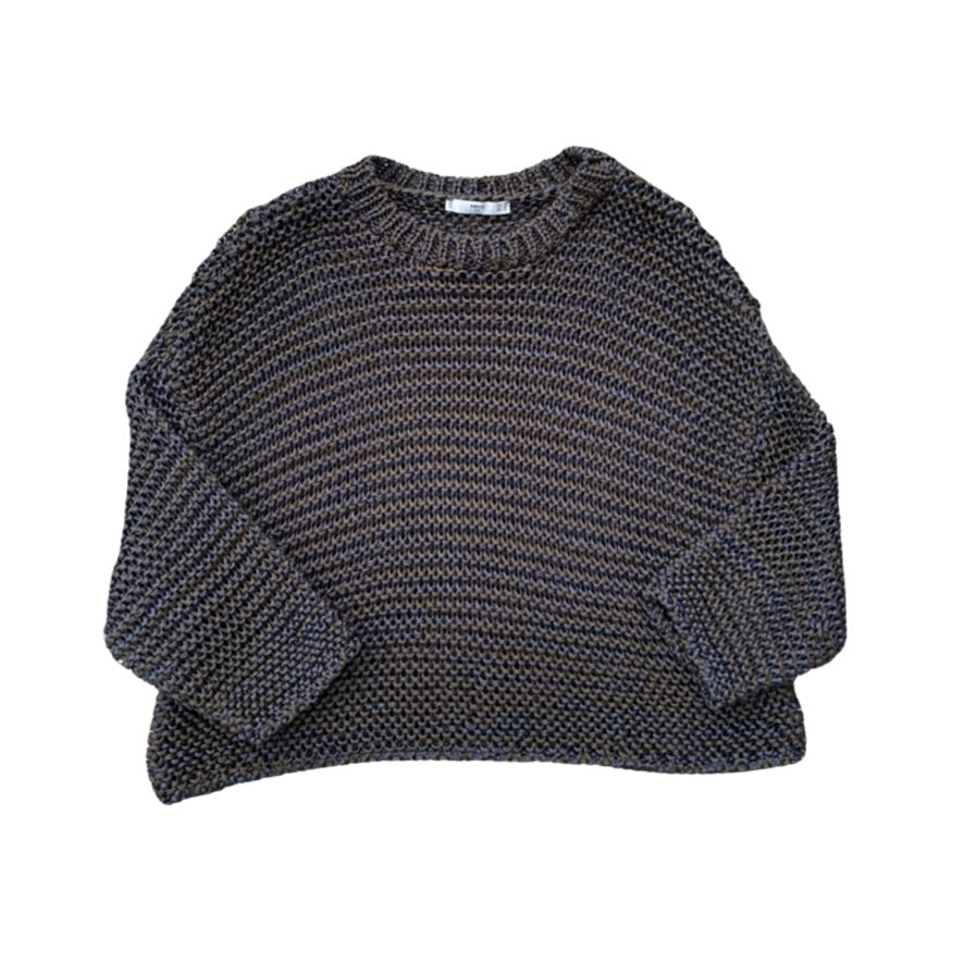 Blue knitted sweater on a white background