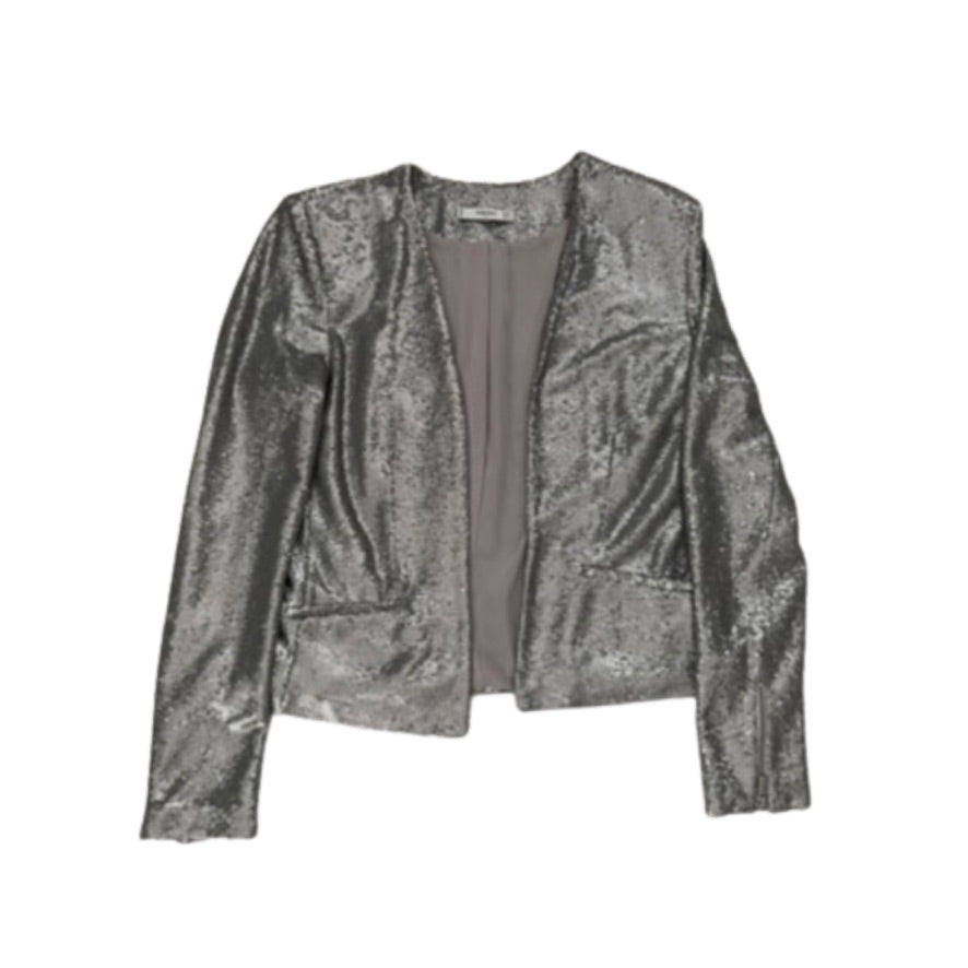 Silver metallic jacket on a white background