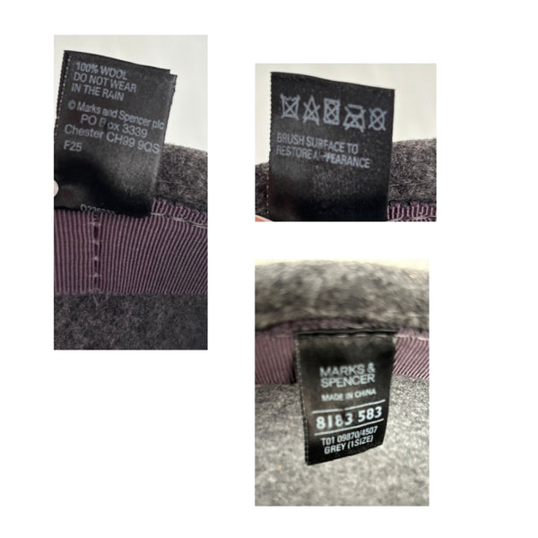 Marks & Spencer Wool Bow Cloche Hat Charcoal Grey - New