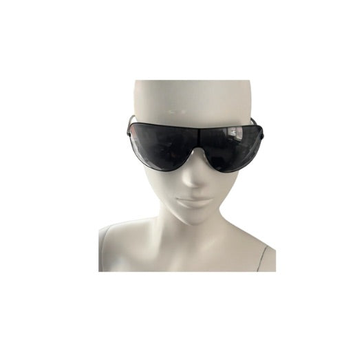Black sunglasses on a mannequin head against a white background