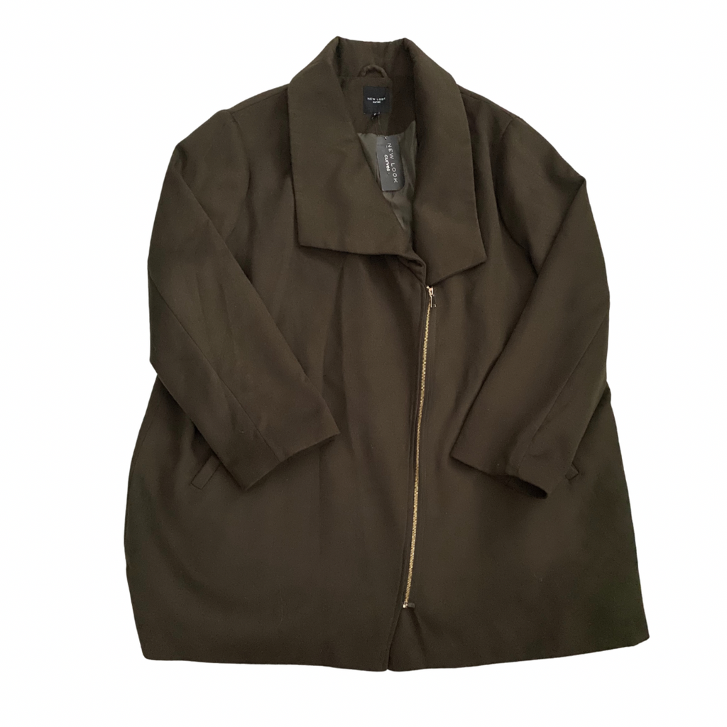 New Look Curves Coat Olive Green SIZE 30