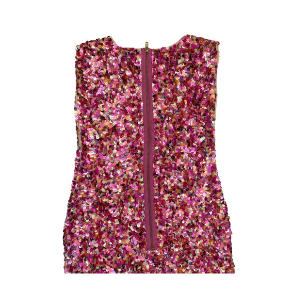 Multicolored sequin dress with a zipper on a white background